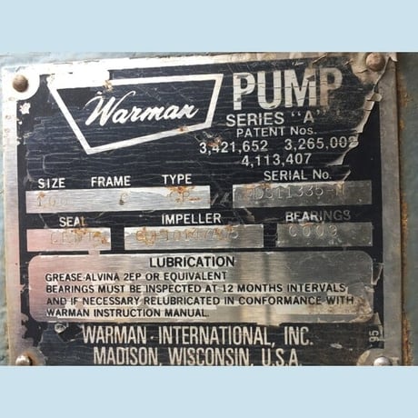 400-1500 GPM, Warman, GP Series Slurry Pump, 4" inlet x 4" discharge, rubber lined, 0-60 psi, size 100, motor - Image 7
