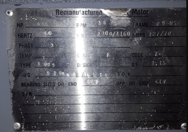 600 HP 576 RPM Siemens-Allis, Frame 509US, 3 phase, TODS, 2300/4160 Volts 60 Hz. - Image 3
