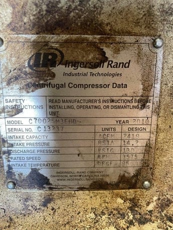 2419 acfm, 130 psig, Ingersoll Rand Centac #C70025M3EHD, 600 HP, 480 V. (2 available) - Image 5