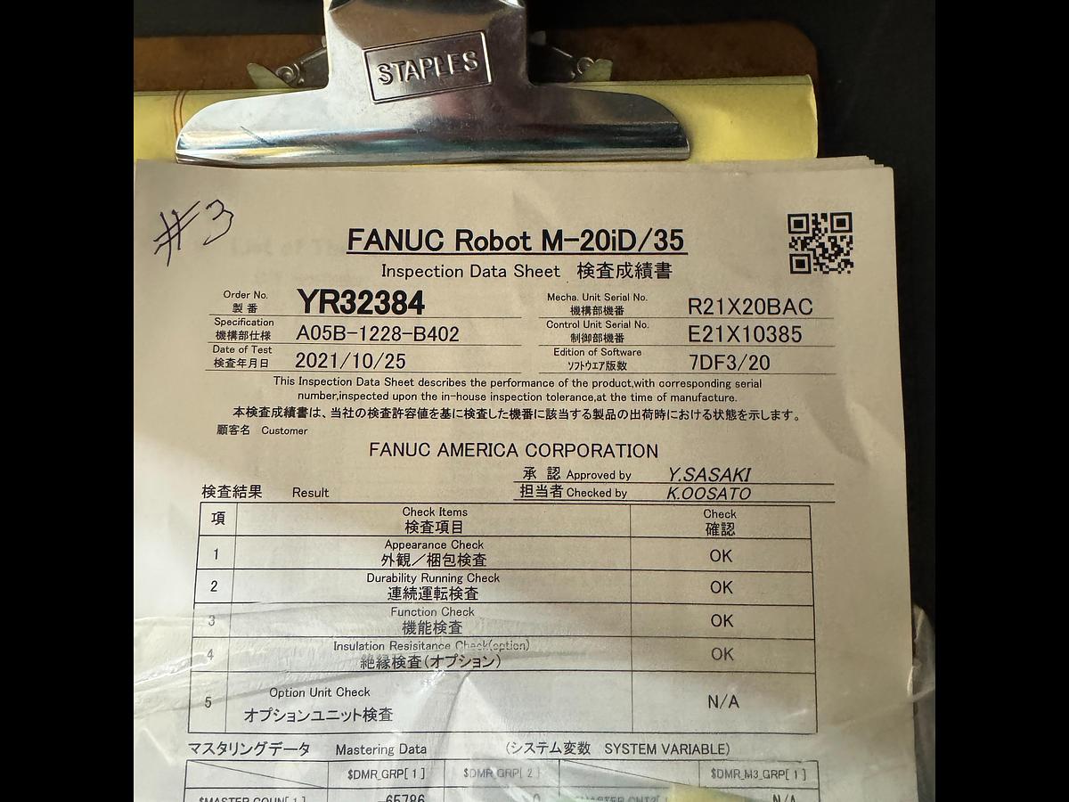 Fanuc, M-20ID/35, Articulated Robot, 35 kg Payload, 1831 mm Reach, R-30IB Plus Controller, 2021 - Image 10