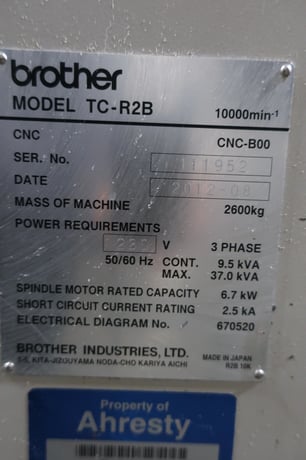 Brother #TC-R2B, CNC Drill & Tap vertical machining center, 16.5" X, 12.8" Y, 12" Z, 10,000 RPM, 14 automatic - Image 10