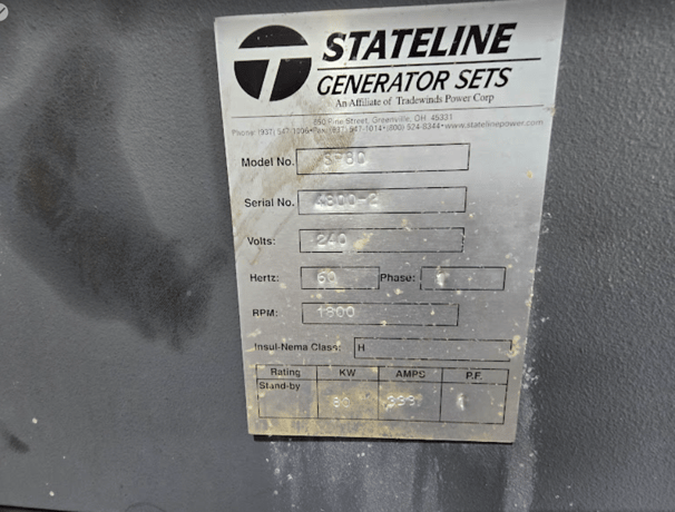 Marathon Electric #362CSL1606-1, MagnaPlus Synchronous Allis-Chalmers Generator, 80 kVA, skid mount, air - Image 3