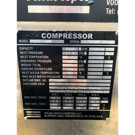 6,000 CFM, 14/314.3 PSI, Atlas Copco #HM5, centrifugal soot blower air compressor, 4,000 HP - Image 5