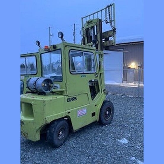5,325 lb. Clark #C500-YS60LP, propane forklift, 2-stage boom, 125" reach, enclosed heated cab, 3,811 hours - Image 1