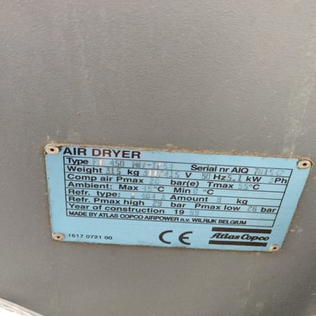 Atlas Copco #FD 450, refrigerated compressed air dryer, 20 Bar max - Image 2
