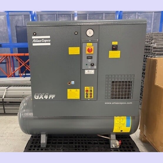 160 PSI, Atlas Copco #GX4FF, rotary screw air compressor, tank mounted, 7 HP, 575 V., 1,883 hours, 2016 - Image 1