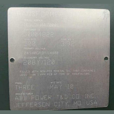 500 KVA 24940GRDY/14400 Primary, 208Y/120 Secondary, ABB, Pad Mount Distribution Transformer 3 Phase - Image 2