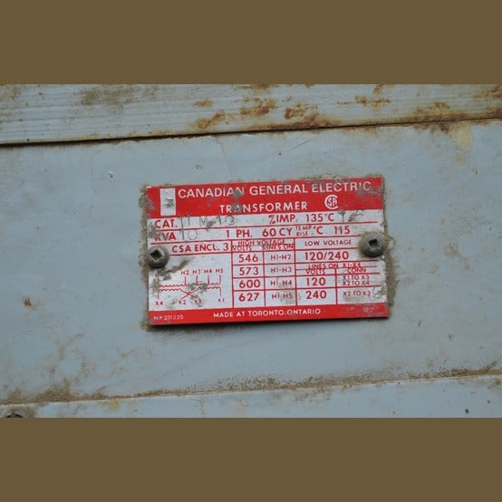 10 KVA 600 Primary, 120/240 Secondary, Canadian General Electric, Dry Type Transformer Single Phase - Image 2