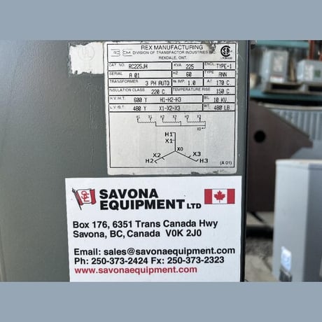 225 KVA 600Y Primary, 480Y Secondary, Rex Manufacturing #RC225JH, Dry Type Auto Transformer 3 Phase - Image 4