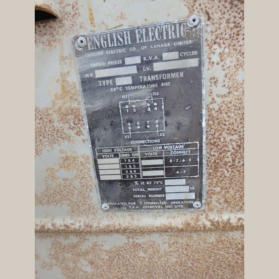 25 KVA 600 Primary, 120/240 Secondary, English Electric, Dry Type Transformer Single Phase (3 available) - Image 7
