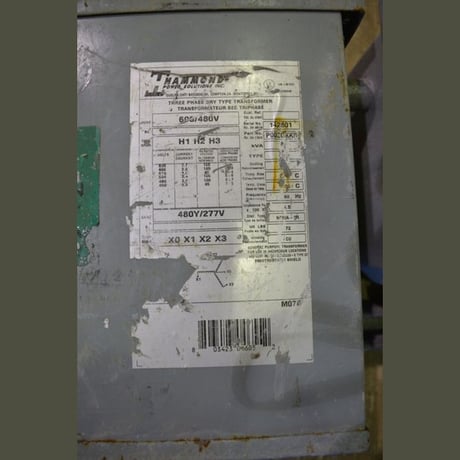 3 KVA 600/480 Primary, 480/277 Secondary, Hammond, Dry Type Transformer 3 Phase - Image 3