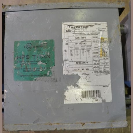 3 KVA 600/480 Primary, 480/277 Secondary, Hammond, Dry Type Transformer 3 Phase - Image 5