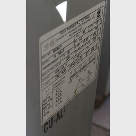 30 KVA 600 Primary, 240Y/139V Secondary, Rex, Dry Type Transformer 3 Phase - Image 2