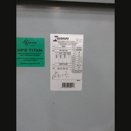 30 KVA 600 Primary, 208Y/120 Secondary, Hammond #P030PBKF, Dry Type Transformer 3 Phase - Image 2