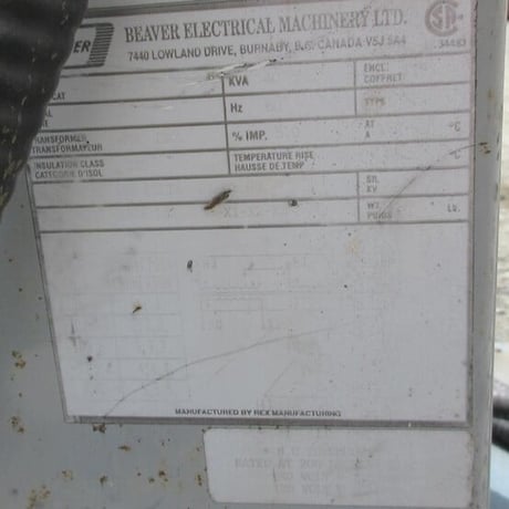 40 KVA 460 Primary, 230Y/133 Secondary, Beaver #DC40H1S1/K4, Dry Type Isolation Transformer 3 Phase - Image 2