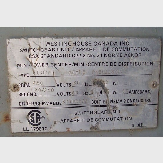 5 KVA 480 Primary, 120/240 Secondary, Westinghouse, Dry Type Transformer Single Phase - Image 2
