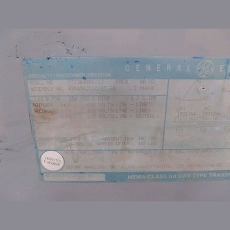 63 KVA 460 Primary, 460/265V Secondary, General Electric #9T23B4006022, Dry Type Transformer 3 Phase - Image 4