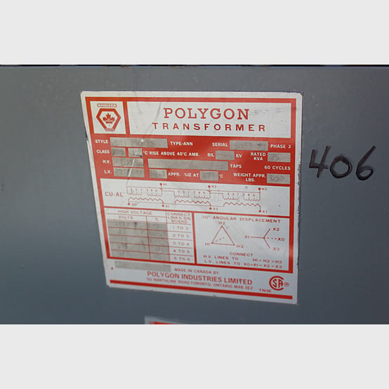 75 KVA 600 Primary, 208/120 Secondary, Polygon, Dry Type Transformer 3 Phase - Image 2