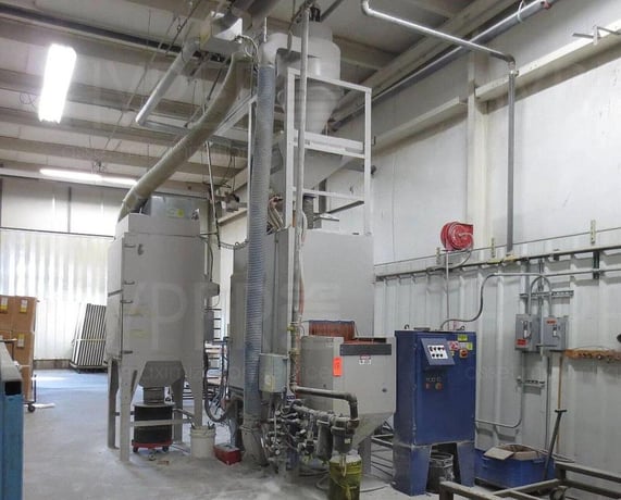 Guyson #TR-900, Conveyor Blast Cabinet/Shot Blast Machine, (6) rotating top blast guns, (2) stationary side - Image 2