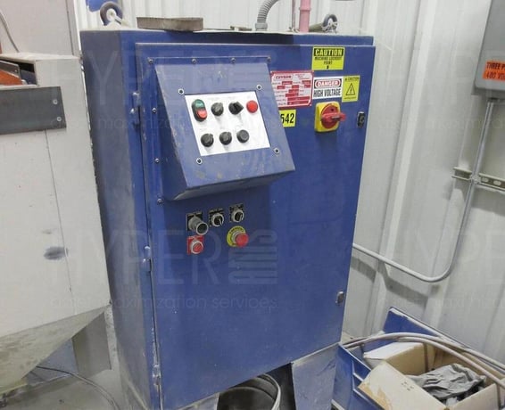 Guyson #TR-900, Conveyor Blast Cabinet/Shot Blast Machine, (6) rotating top blast guns, (2) stationary side - Image 6