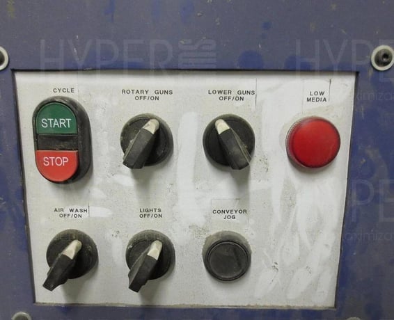Guyson #TR-900, Conveyor Blast Cabinet/Shot Blast Machine, (6) rotating top blast guns, (2) stationary side - Image 9