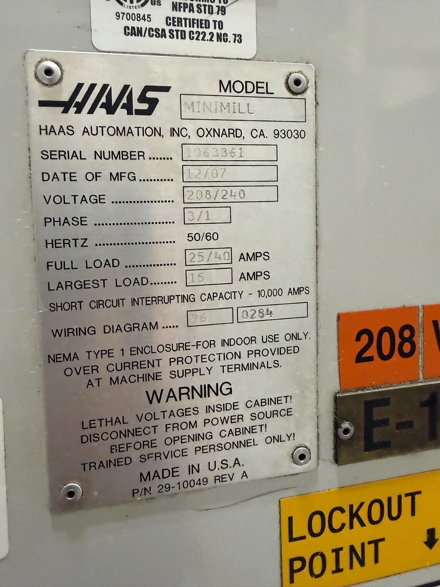 Haas #Mini-Mill, CNC Vertical Machining Center, 36" x 12" table, 16" X, 12" Y, 10" Z, 7.5 HP, 6000 RPM - Image 10