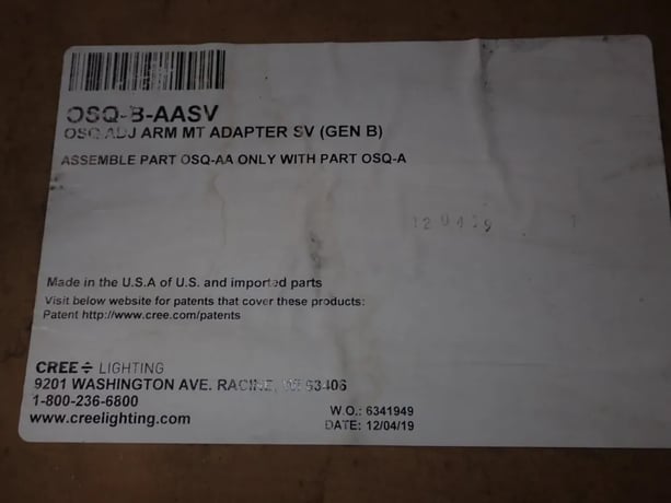 Cree #OSQ-B-AASV, Adjustable Arm Adapters, LOT of 180 Boxes - Image 4
