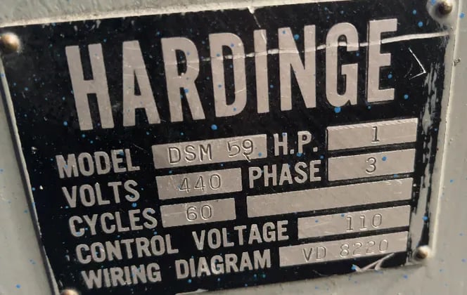8" x 20" Hardinge #DSM-59, Lathe, 1 HP, 440 V. - Image 9