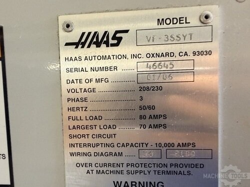 Haas #VF-3SSYT, 4th Axis CNC vertical machining center, 40" X, 26" Y, 25" Z, 12000 RPM, 24 automatic tool - Image 7