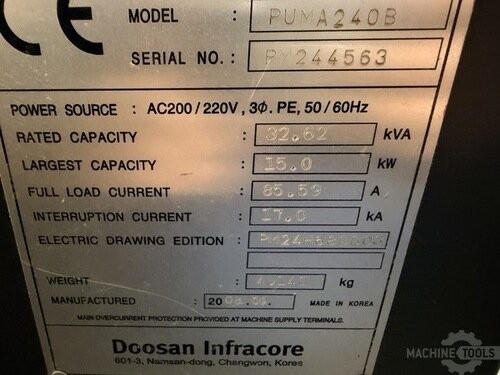 Daewoo Doosan #Puma-240B, CNC Turning Center, 2-Axis, 2.6" bar, 2008 - Image 8