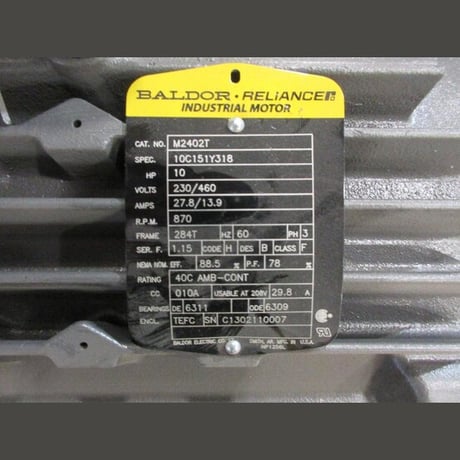 10 HP 870 RPM Baldor, Frame 284T, 230/460 Volts, Electric Motor - Image 2