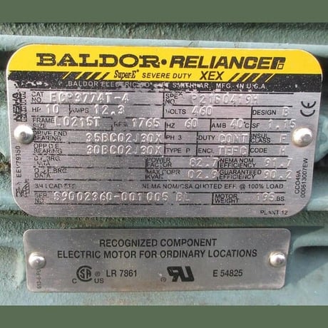 10 HP 1765 RPM Baldor Reliance - Caterpillar #: ECP37774T-4, Frame L0215T, 460 Volts, Electric Motor - Image 3