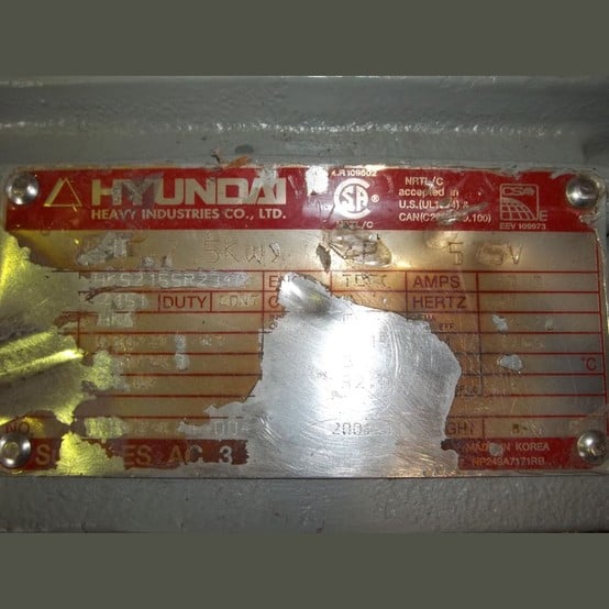 10 HP 1800 RPM Hyundai, Frame 215T, 575 Volts, Electric Motor - Image 3
