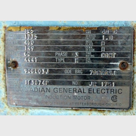 125 HP 1800 RPM Canadian General Electric, Frame 444T, 460 Volts, Electric Motor - Image 2