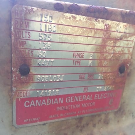 150 HP 1200 RPM Canadian General Electric, 575 Volts, Electric Motor - Image 2