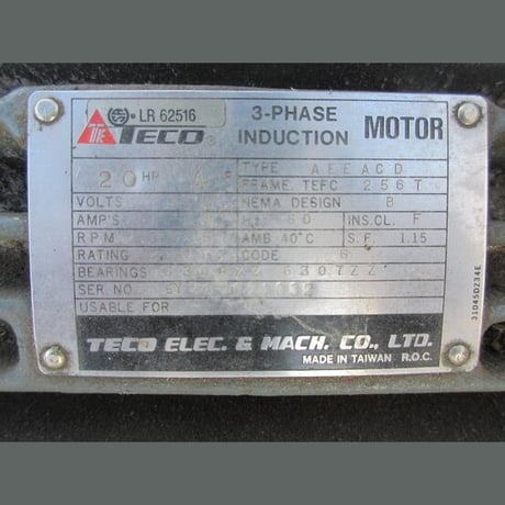 20 HP 1755 RPM Teco, Frame 256T, 575 Volts, Model AEEACD, Electric Motor - Image 2