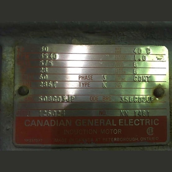 30 HP 3540 RPM General Electric, Frame 286T, TEFC, Electric Motor - Image 2
