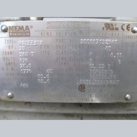 30 HP 1775 RPM Siemens, Frame 286T, 575 Volts, Electric Motor - Image 2
