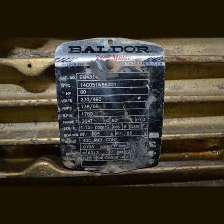 60 HP 1780 RPM Baldor, Frame 364T, TEFC, 230/460 Volts, Electric Motor - Image 2
