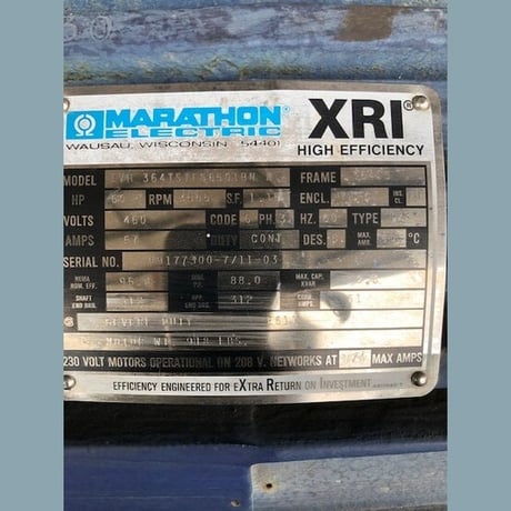 60 HP 3555 RPM Marathon, Frame 364TS, 460 Volts, Electric Motor - Image 2