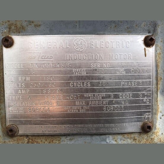 75 HP 1180 RPM General Electric, Frame 405T, 230/460 Volts, Model 5K405BK305, Electric Motor - Image 3