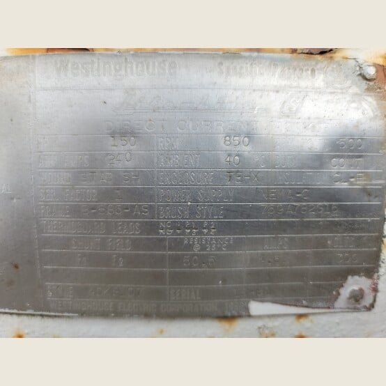 150 HP 850 RPM Westinghouse, 500 Volts, DC Electric Motor - Image 2
