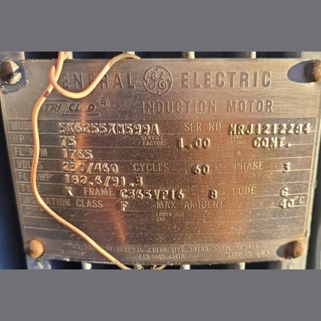 75 HP 1765 RPM General Electric #5K6255XM599A, Frame C365VP16, 3 phase, 230/460 Volts, Vertical Motor - Image 4