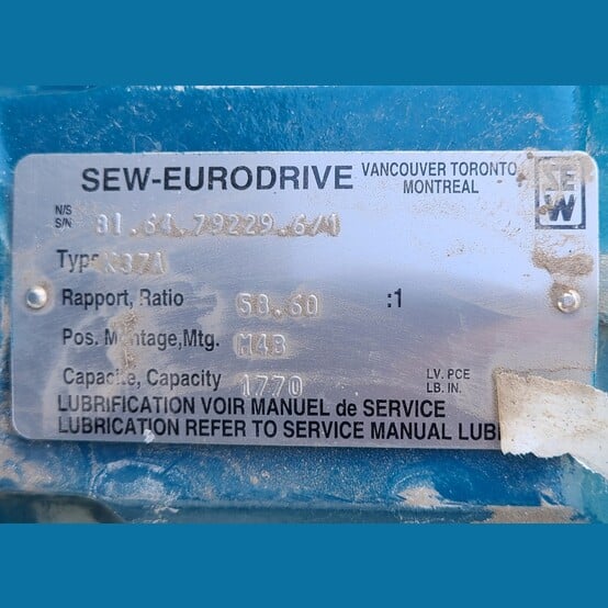 0.75 HP 1700 RPM Sew-Eurodrive #K37A, Gearmotor, 58.60:1 Ratio, 3 phase, 330/575 Volts - Image 5