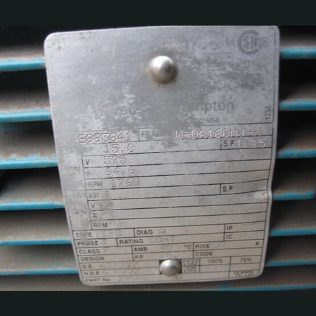 15 HP 1760 RPM Brook Crompton, Gearhead Motor, 12:5 Ratio, 3 phase, 575 Volts - Image 5