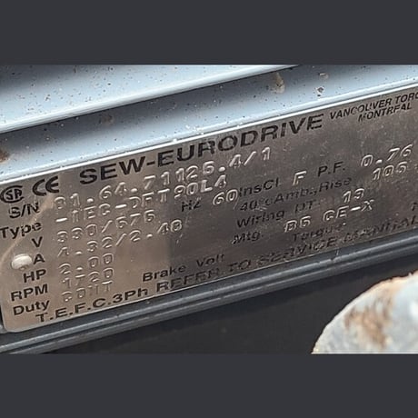 2 HP 1720 RPM Sew-Eurodrive #RF70A, Gearmotor, 60.57:1 Ratio, 3 phase, 330/575 Volts - Image 3