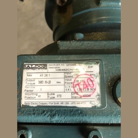 1.5 HP 1760 RPM Baldor-Reliance, Gearmotor, 41.26:1 Ratio, 3 phase, 460 Volts - Image 5