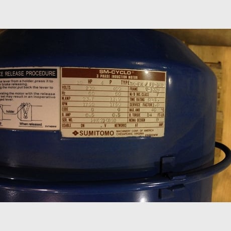 10 HP Sumitomo RPM, Speed Reducer, 121:1 Ratio, 3 phase - Image 3