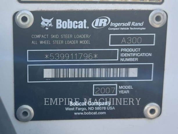 Bobcat A-300, Skid Steer Loader, 928 hours, S/N: 539911796, 2007 - Image 2