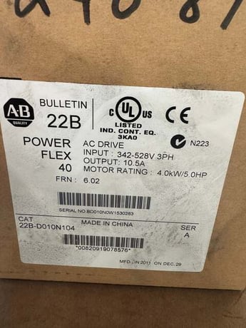 Allen-Bradley VFD 22B-D010N104 480V - Image 2
